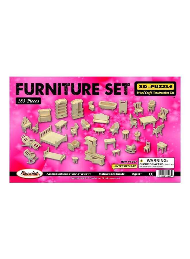 185-Piece Wooden Dollhouse Furniture Set 3D Puzzle 1507