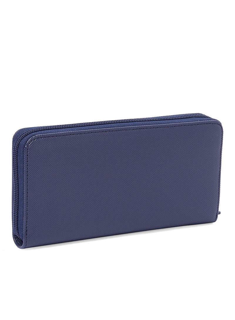 Large Zip Around Purse Blue
