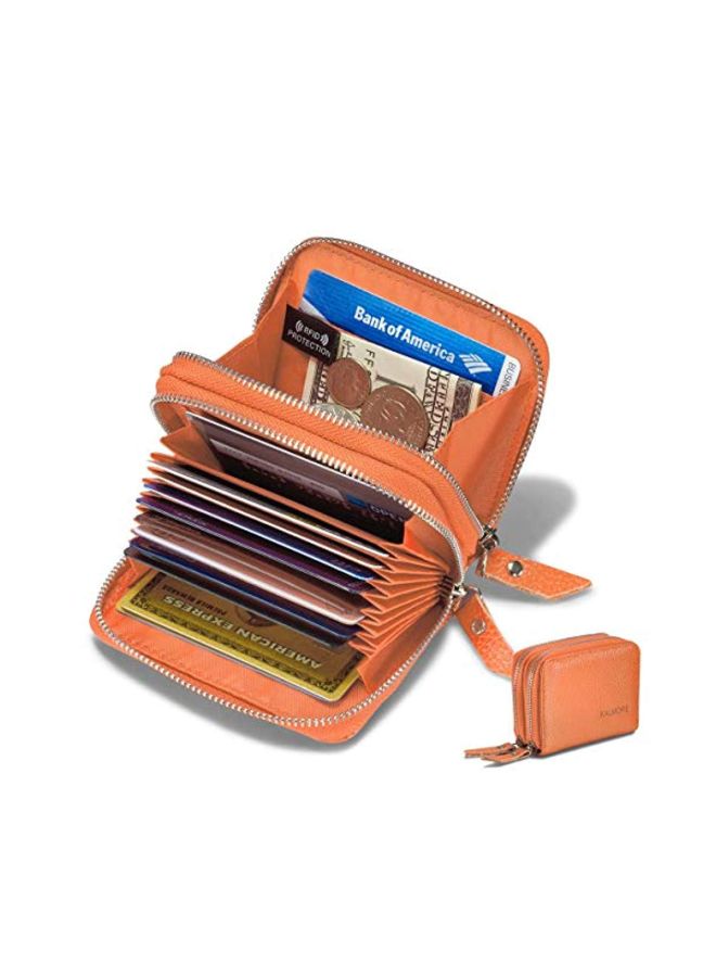 RFID Blocking Leather Wallet Orange