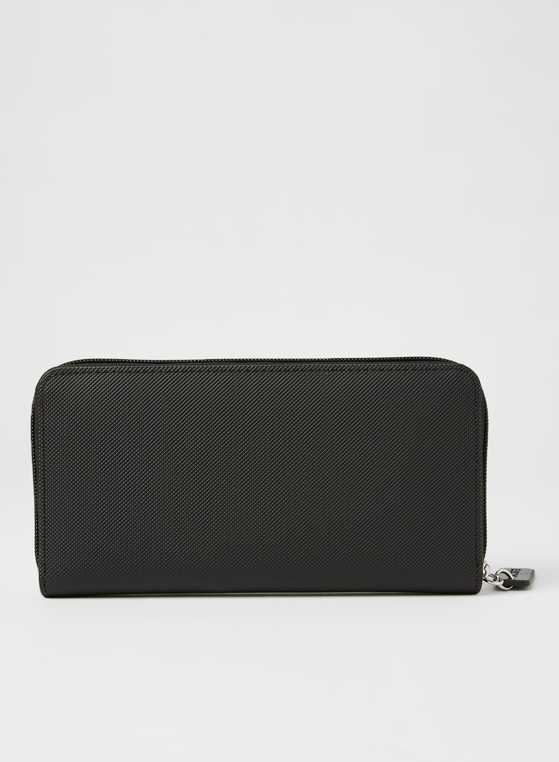 Petit Piqué Long Wallet Noir