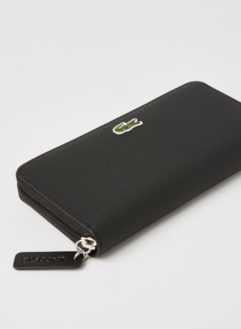 Petit Piqué Long Wallet Noir