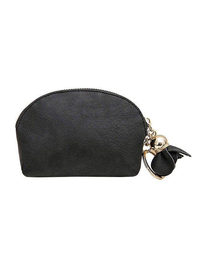 Zipper Closure Coin Purse Black