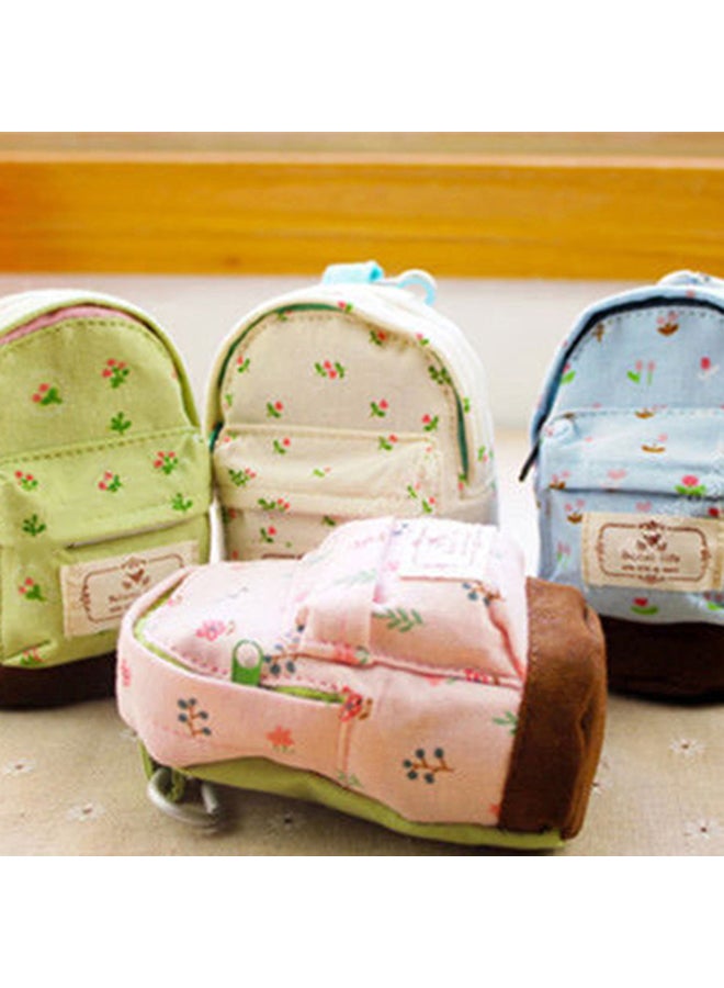 Canvas Case Coin Card Backpack Flower Purse Zipper Bag Pouch Small Wallet Pink