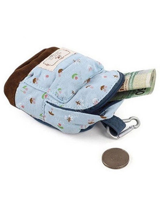 Canvas Case Coin Card Backpack Flower Purse Zipper Bag Pouch Small Wallet Blue