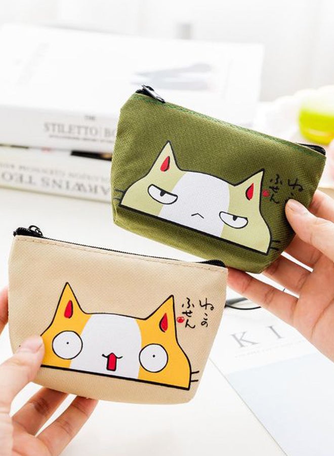 Cute Cat Coin Purse Beige/White