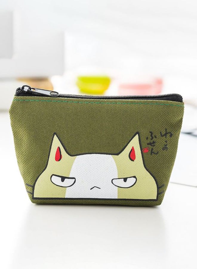 Cute Cat Coin Purse Green/White