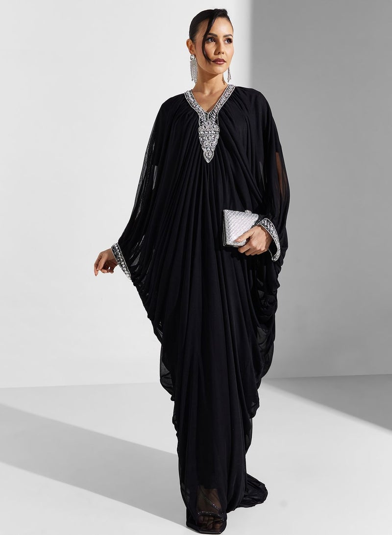 Kaftan With Embellished Neckline