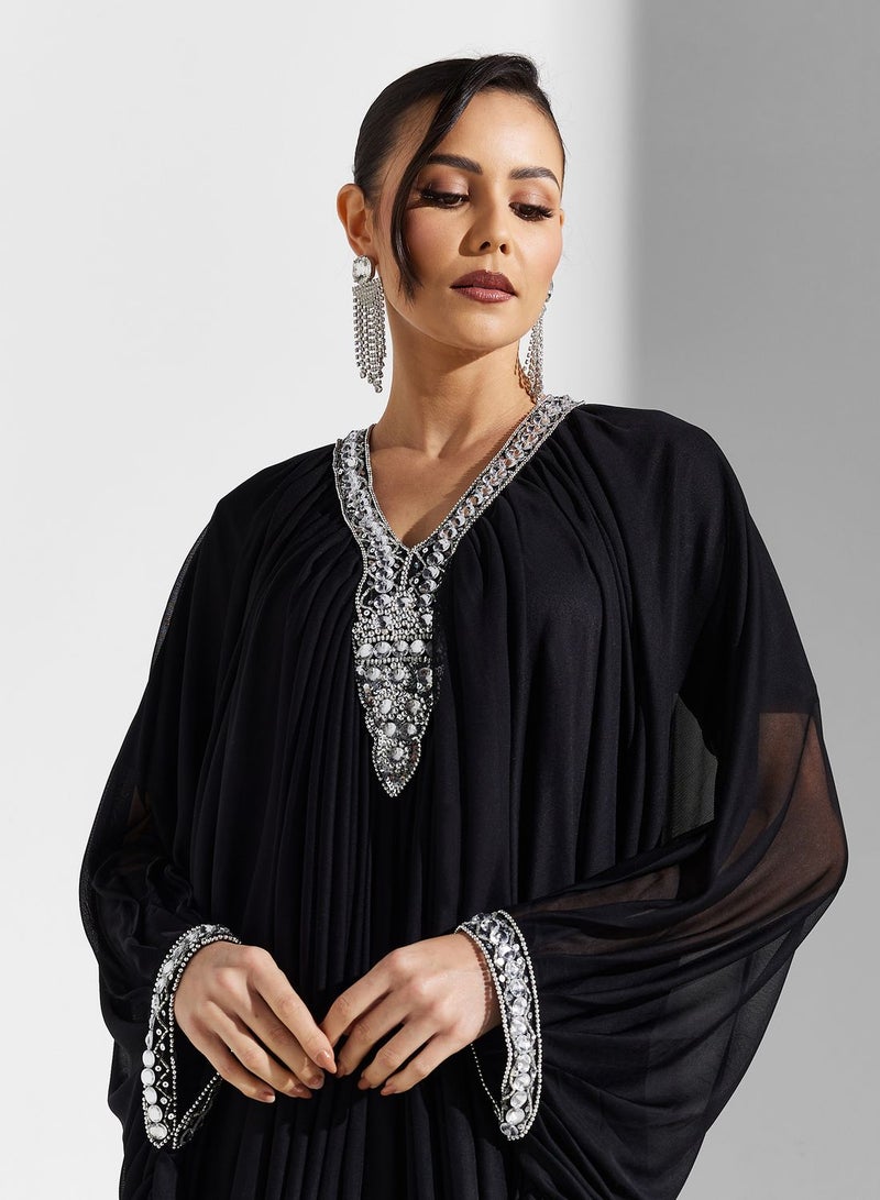 Kaftan With Embellished Neckline