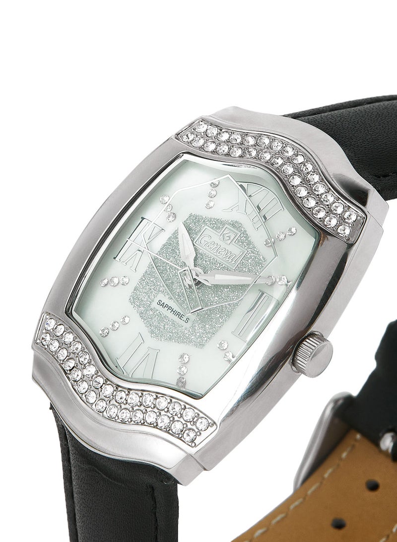 Leather Strap Analog Wrist Watch GLS134WPWB - 32mm - Black