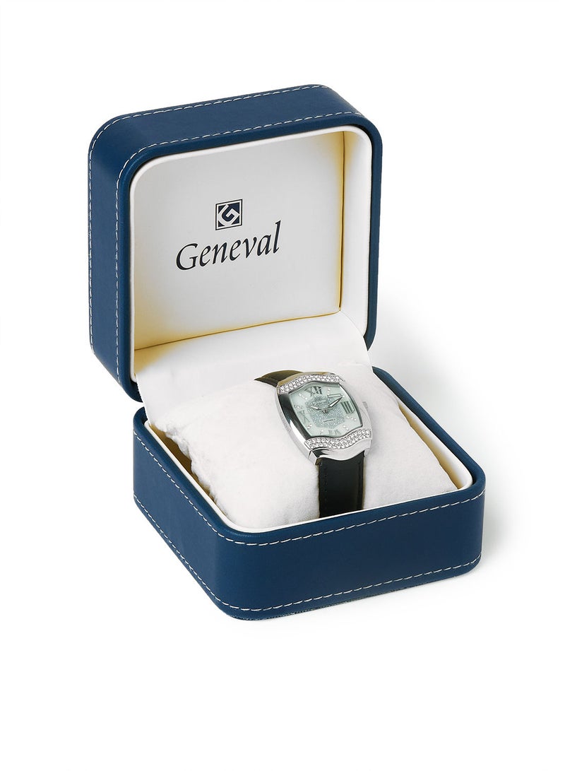 Leather Strap Analog Wrist Watch GLS134WPWB - 32mm - Black