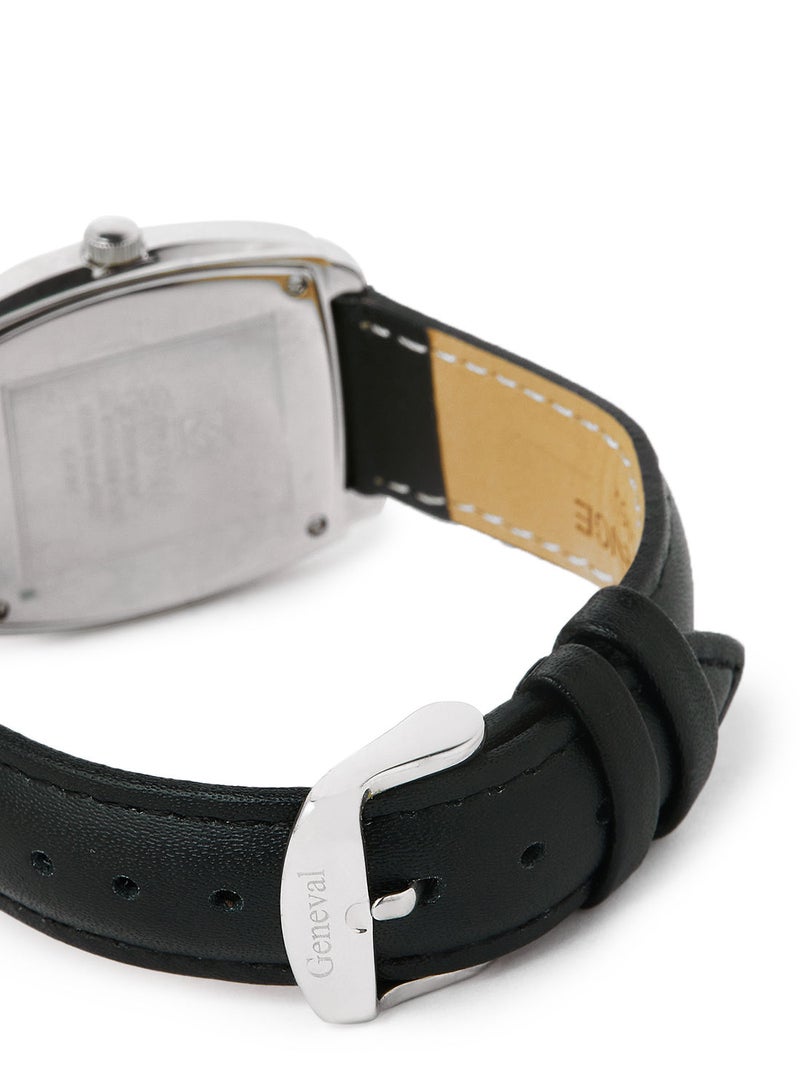 Leather Strap Analog Wrist Watch GLS134WPWB - 32mm - Black