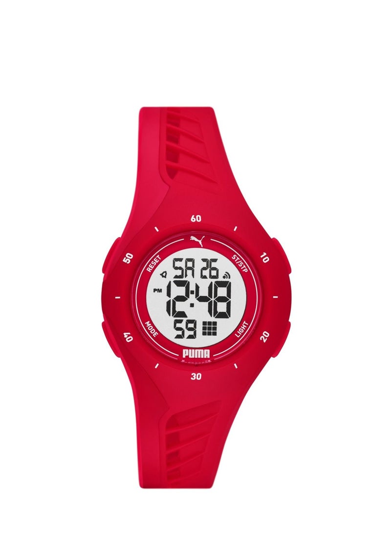 Unisex Digital Watch With Red Polyurethane Strap - 3 ATM - PU P6023