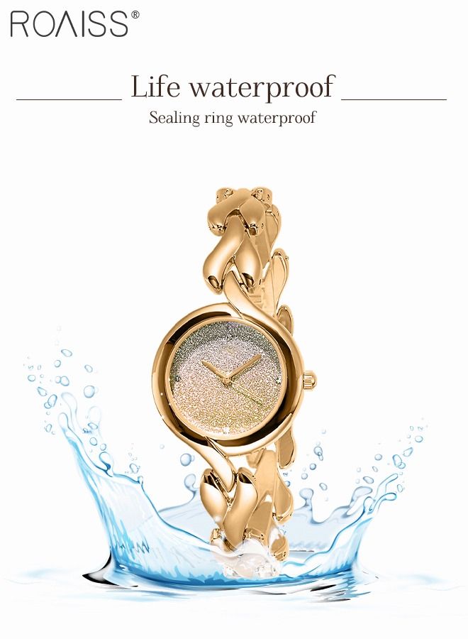 Women's Bracelet Quartz Watch, Analog Display Round Gradient Gold Dial Watch, Waterproof Elegant Watch as Gift for Women