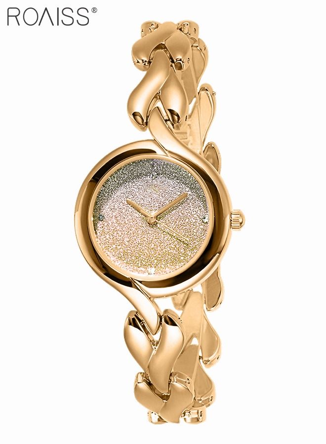 Women's Bracelet Quartz Watch, Analog Display Round Gradient Gold Dial Watch, Waterproof Elegant Watch as Gift for Women