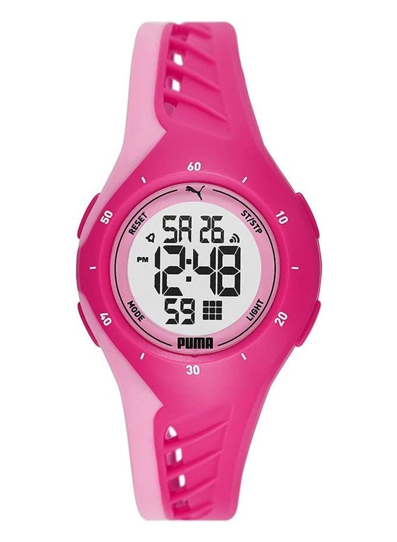 Unisex Digital Watch With Pink Polyurethane Strap - 3 ATM - PU P6008