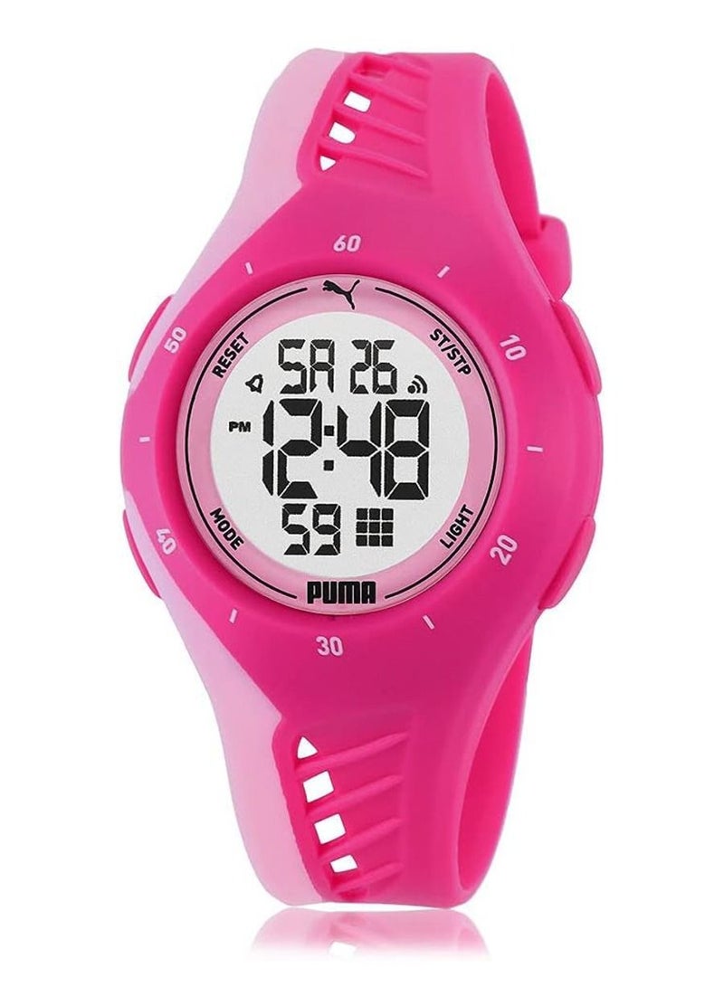 Unisex Digital Watch With Pink Polyurethane Strap - 3 ATM - PU P6008