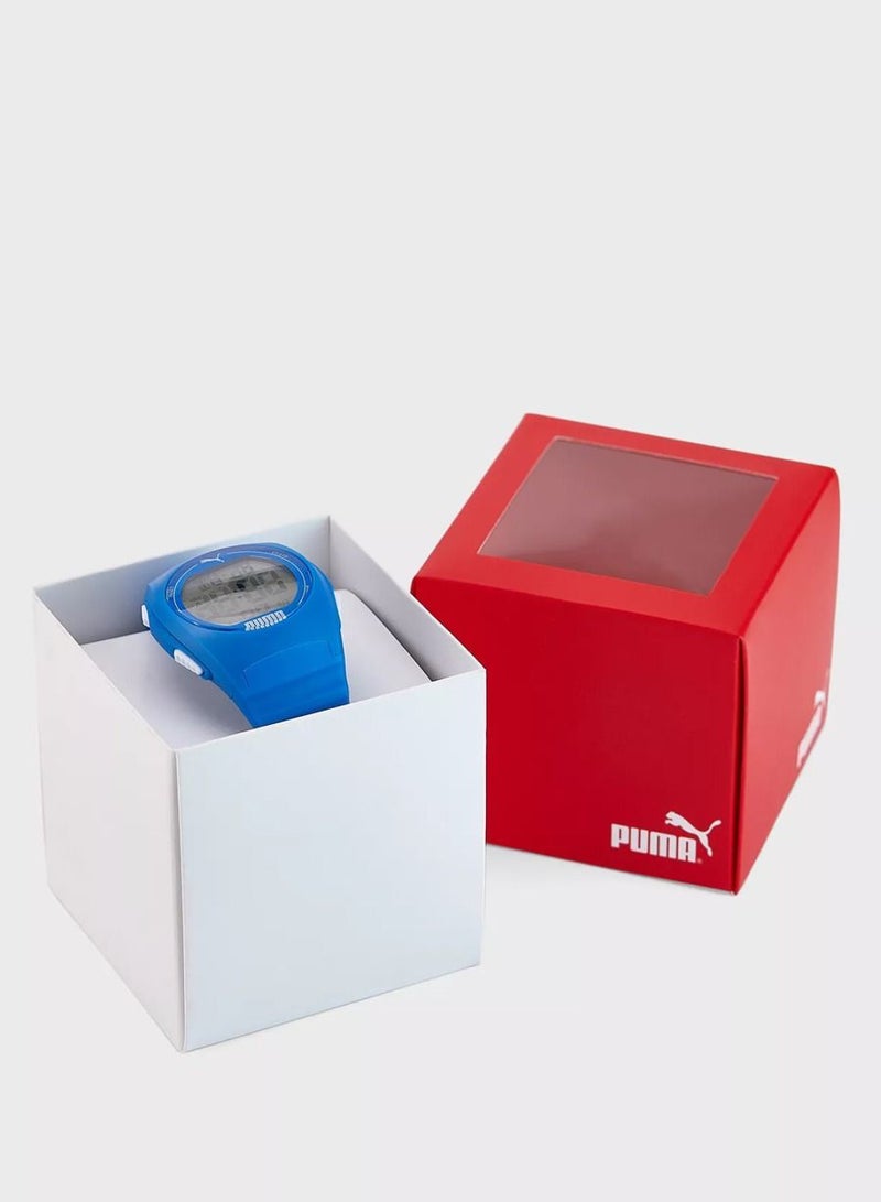 Unisex Digital Watch With Blue Polyurethane Strap - 3 ATM - PU P6013