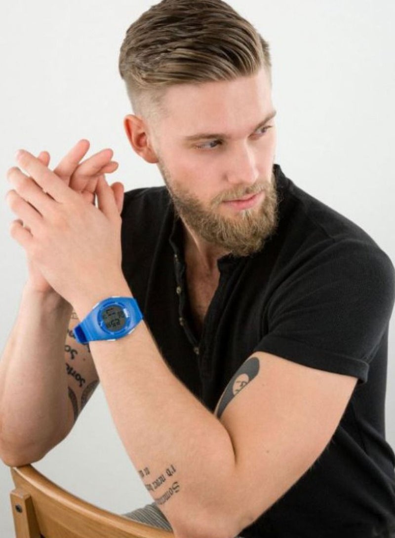 Unisex Digital Watch With Blue Polyurethane Strap - 3 ATM - PU P6013