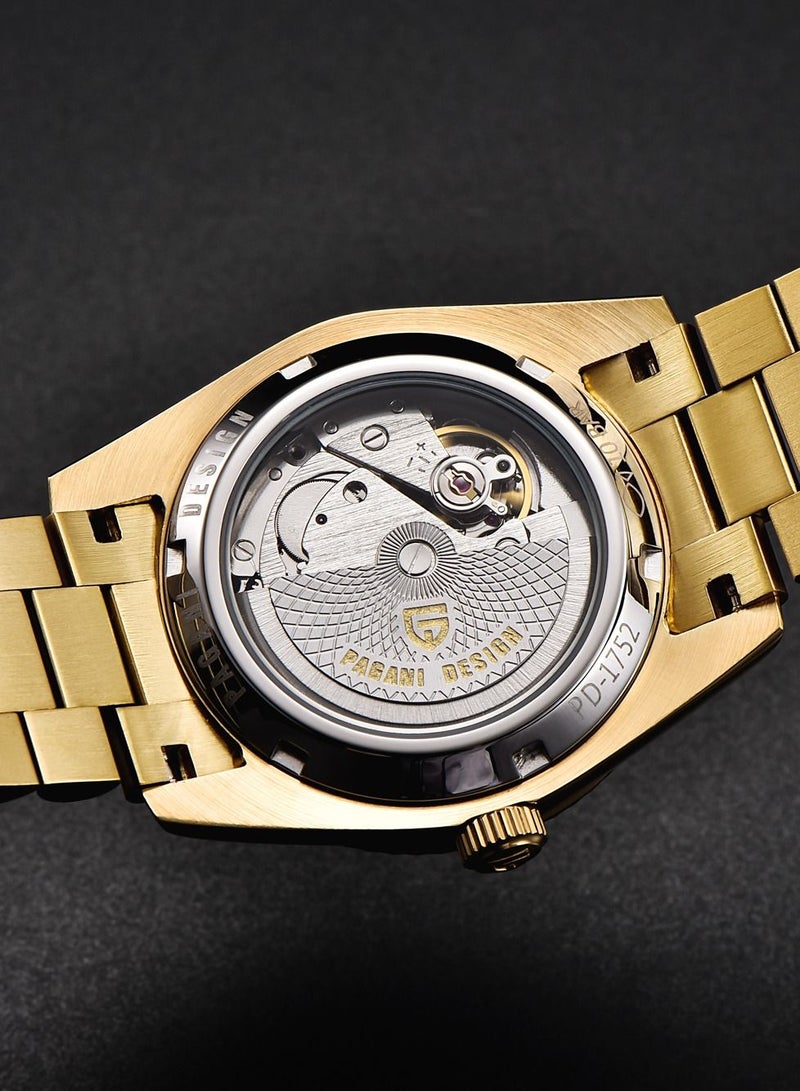 Men's Watches 36mm Automatic Gold Black Stainless Steel Mechanical Business Sports Luxury Wrist Watch for Men PD-1752