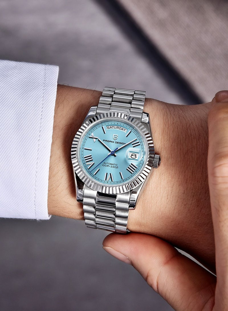 Men's Watches 36mm Automatic Ice Blue Stainless Steel Mechanical Business Sports Luxury Wrist Watch for Men PD-1752