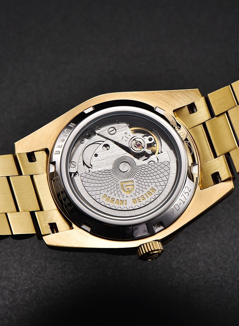 Men's Watches 36mm Automatic Gold Black Stainless Steel Mechanical Business Sports Luxury Wrist Watch for Men PD-1752