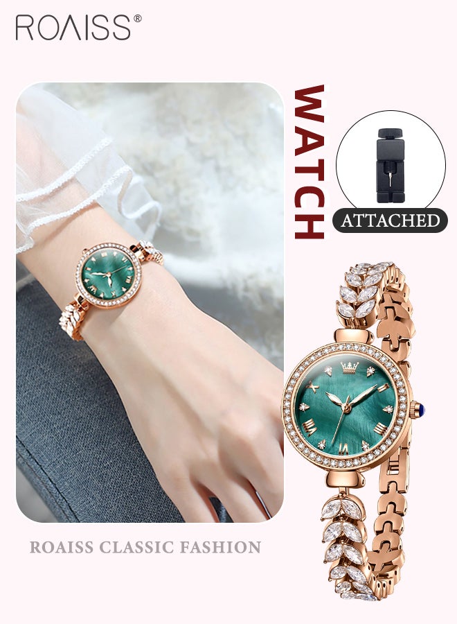 Women's Mermaid Strap Quartz Watch Analog Display Round Fritillaria Dial and Zirconia Diamonds Decoration Waterproof Luxurious Wristwatch as Gift for Ladies