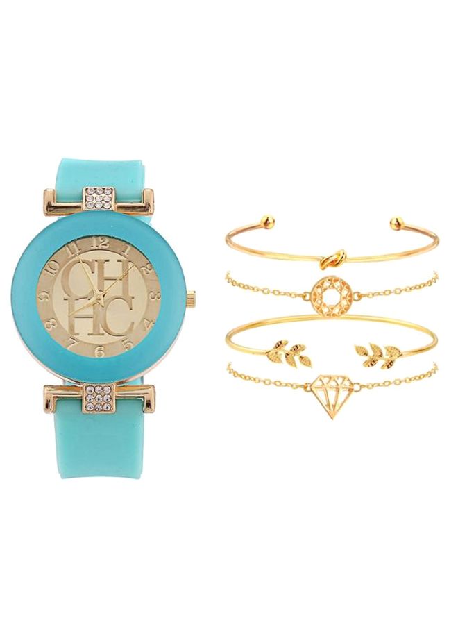 women 5-Piece  Analog Watch And Bracelet Set 5563