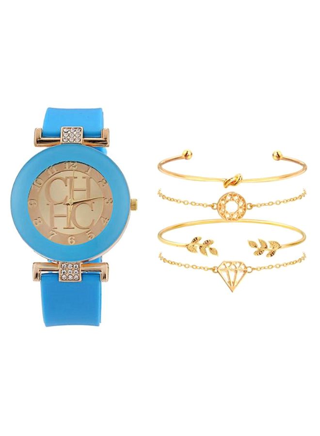 women 5-Piece  Analog Watch And Bracelet Set 5561