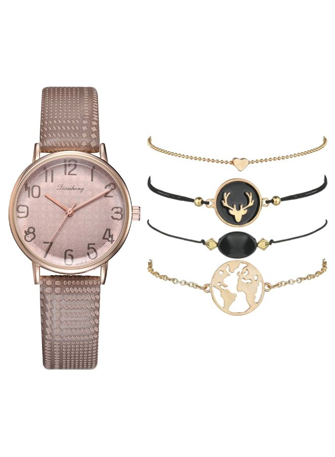 women 5-Piece  Analog Watch And Bracelet Set 201