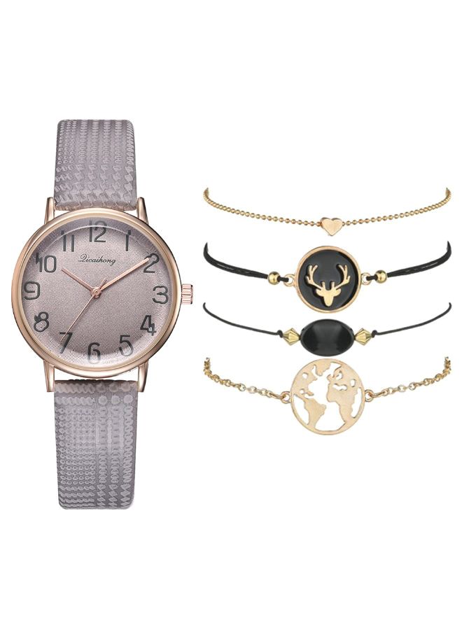 women 5-Piece  Analog Watch And Bracelet Set 199