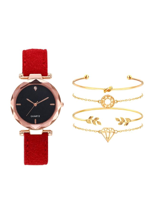 women 5-Piece Analog Watch And Bracelet Set 203