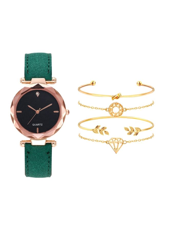 Women's 5-Piece Analog Watch And Bracelet Set 205