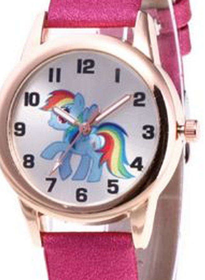 women 5-Piece Unicorn Printed Analog Watch And Bracelet Set 2260