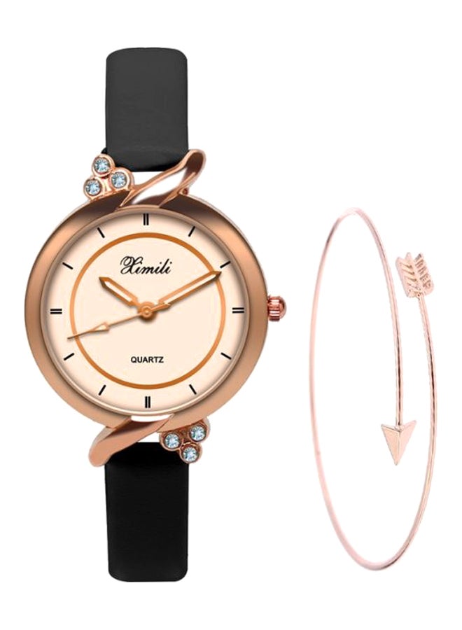 women 2-Piece Fashion Analog Watch And Bangle Set NSSB037002182