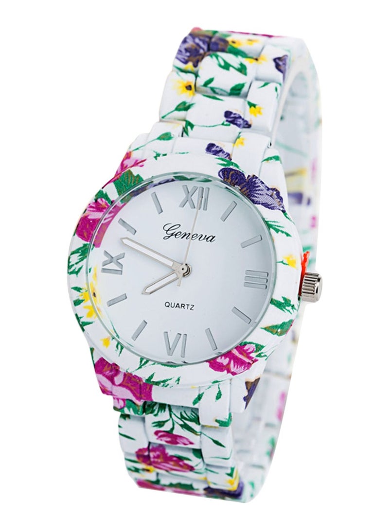 Women's Floral Print Analog Watch 3435