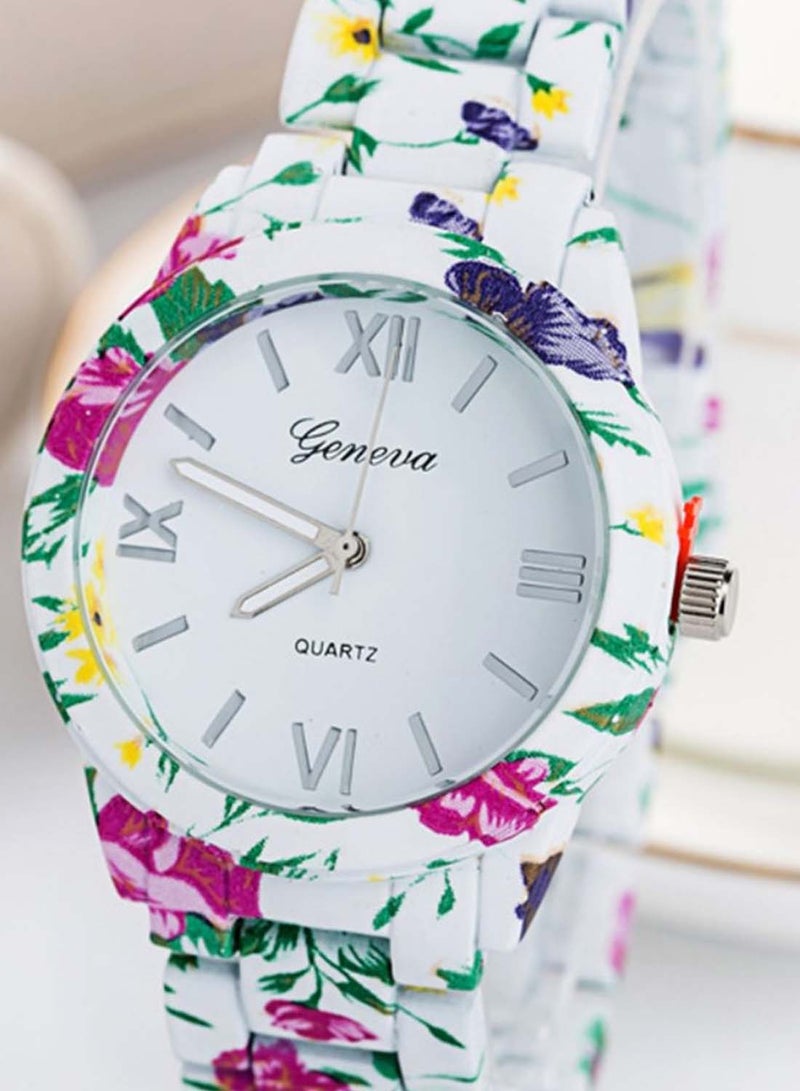 Women's Floral Print Analog Watch 3435