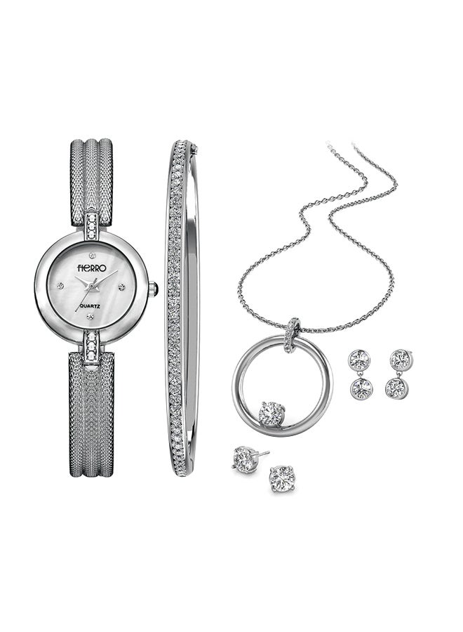 women 7- Piece  Silver Plated Watch Set