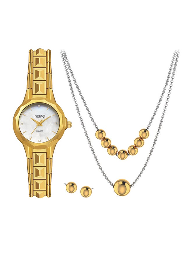 women 4- Piece Gold Plated Watch Set