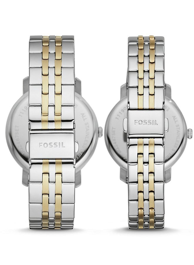 His And Her Lux Luther Stainless Steel Wrist Watch Gift Set - BQ2467 - 44mm- Silver