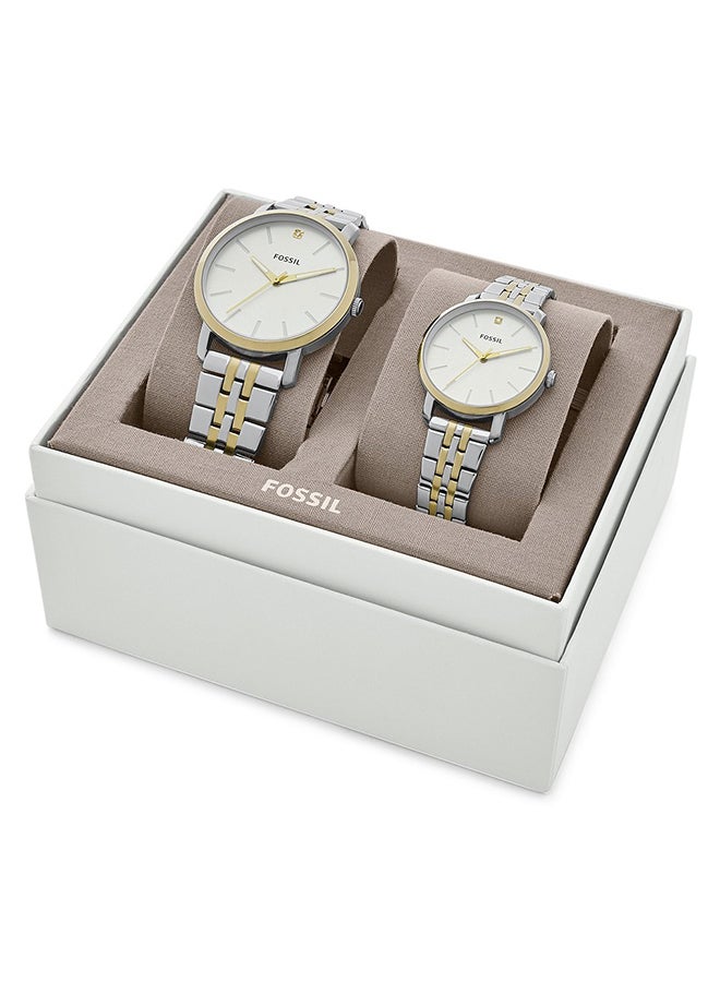 His And Her Lux Luther Stainless Steel Wrist Watch Gift Set - BQ2467 - 44mm- Silver