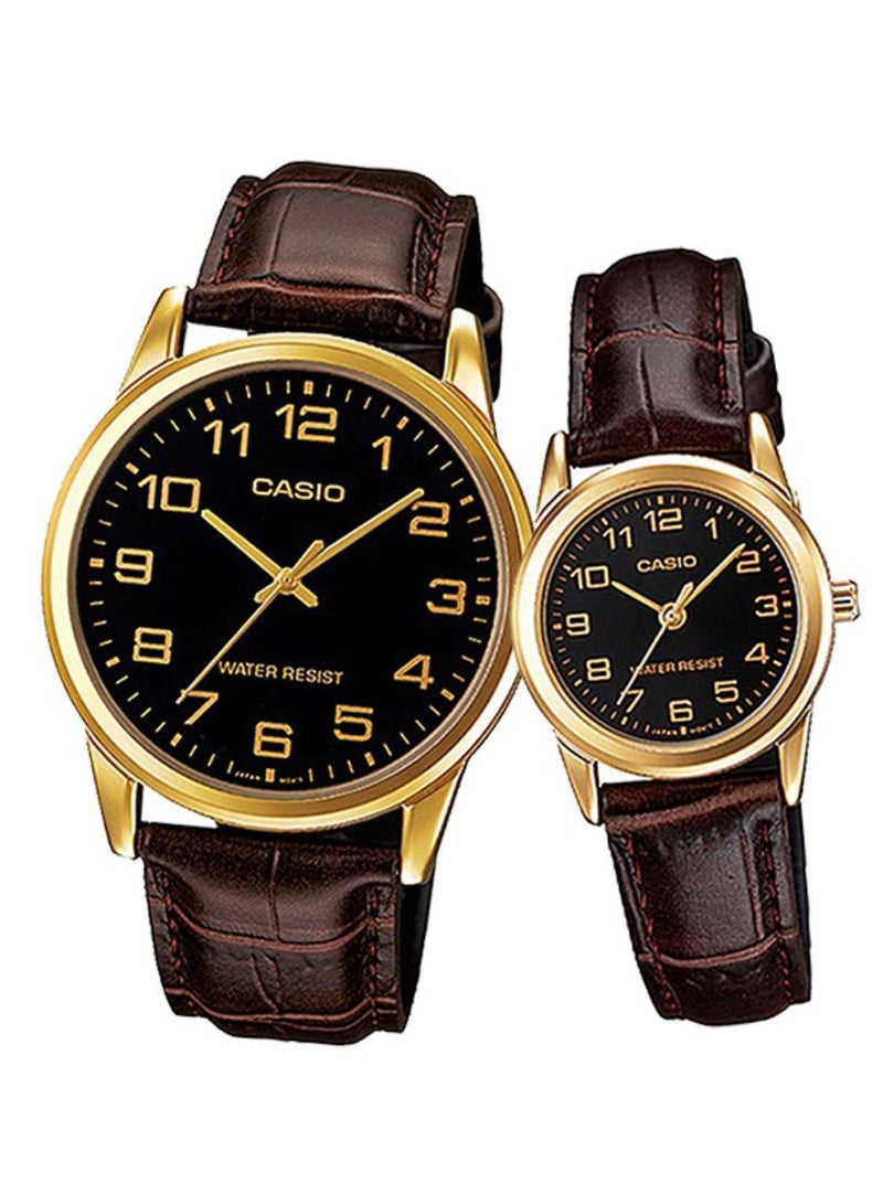 Water Resistant Analog Couple Watch Set MTP/LTP-V001GL-1BUDF