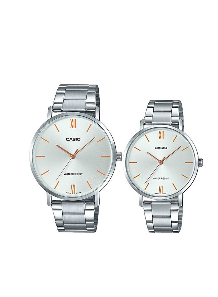 Stainless Steel Band Couple Watch MTP/LTP-VT01D-7BUDF