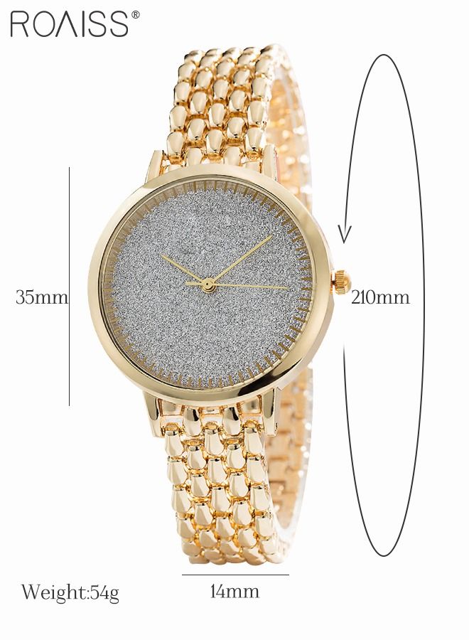 Women's Alloy Strap Bracelet Watch Analog Display Round Dial Quartz Watch with Bracelets and Rhinestones Decoration Elegant 3 Pieces Watch Set as Gift for Women