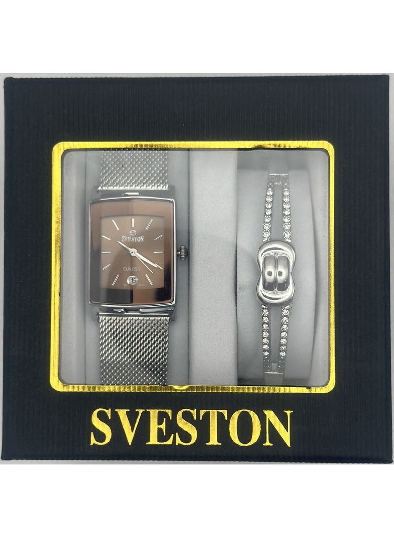 Sveston Womens Stainless Steel Set Watch SV 18044