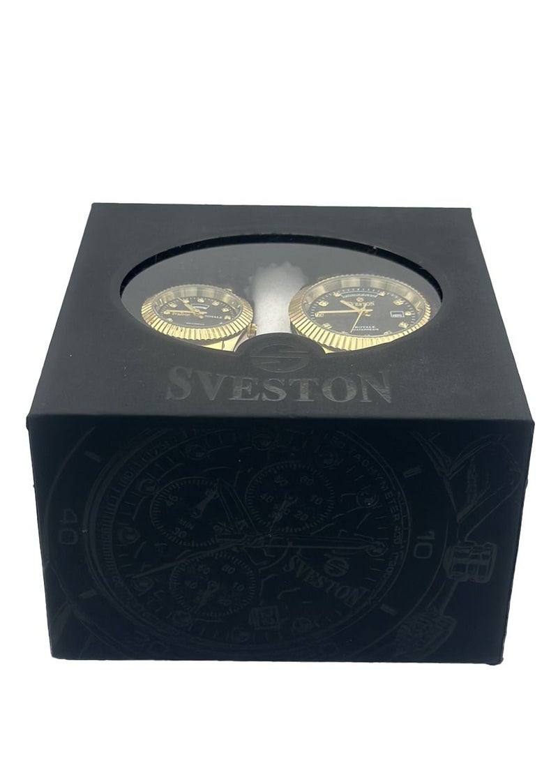 Sveston Couple Set Gold Stainless Steel Band Quartz Watch SV 10057