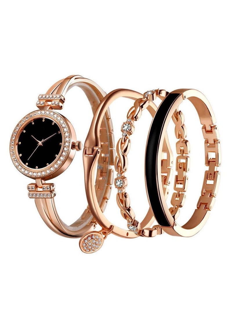 Quartz watch with 3 female bracelets