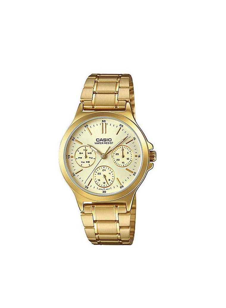 Casio Analog Multifunctional Stailnless Steel Gold Tone Unisex Watch MTP/LTP-V300G-9A