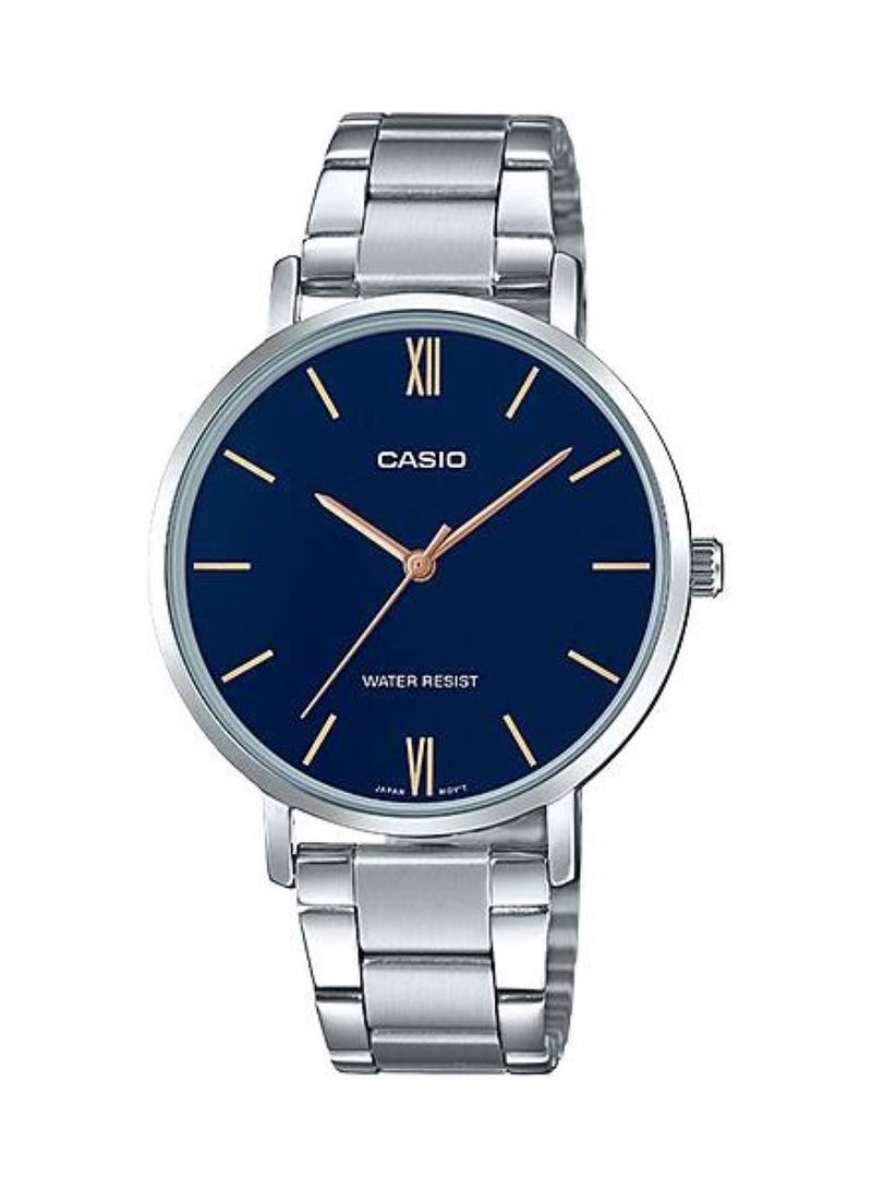 Casio Stainless Steel Analog Blue Dial Set Watch MTP/LTP-VT01D-2B