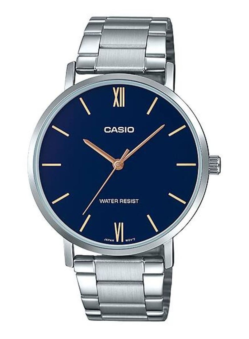 Casio Stainless Steel Analog Blue Dial Set Watch MTP/LTP-VT01D-2B