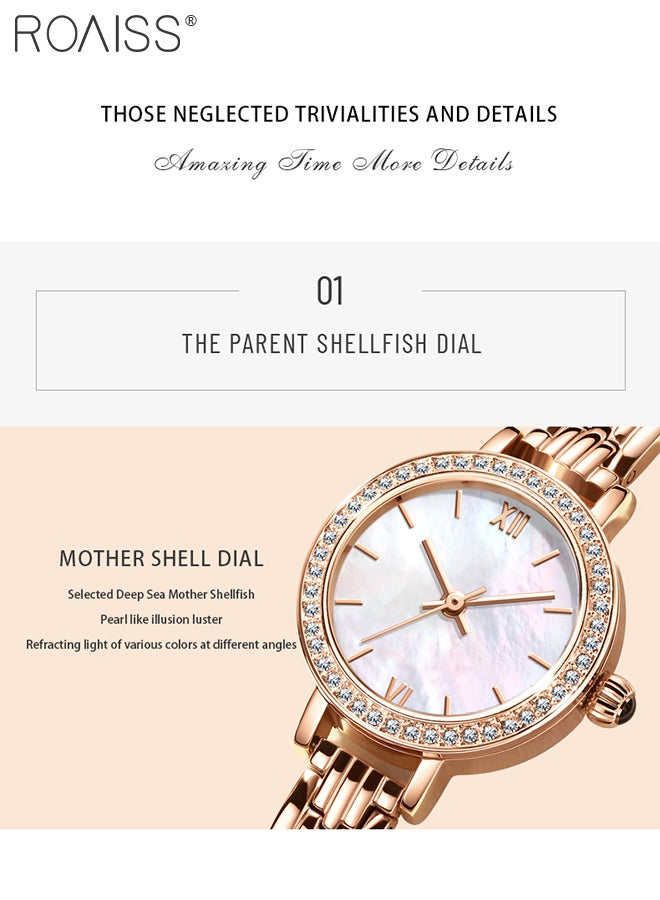 2PCS Women's Stainless Steel Strap Bracelet Watch Set Analog Display Round Dial Quartz Watch with Diamond-Set Bezel and Stylish Bracelet Elegant Watch Set as Gift for Ladies